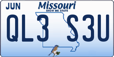 MO license plate QL3S3U