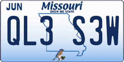 MO license plate QL3S3W