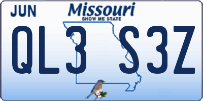 MO license plate QL3S3Z
