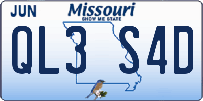 MO license plate QL3S4D
