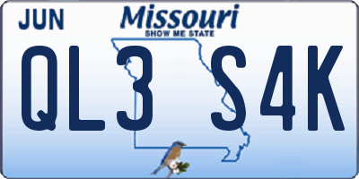 MO license plate QL3S4K