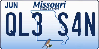 MO license plate QL3S4N