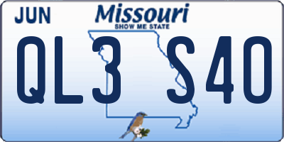 MO license plate QL3S4O