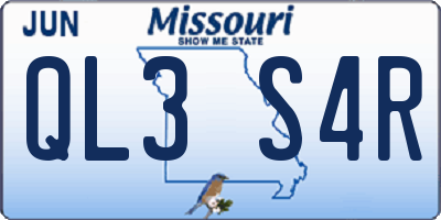 MO license plate QL3S4R