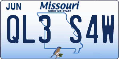 MO license plate QL3S4W