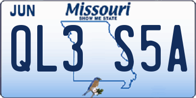 MO license plate QL3S5A