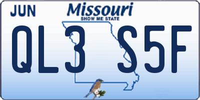 MO license plate QL3S5F
