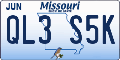 MO license plate QL3S5K