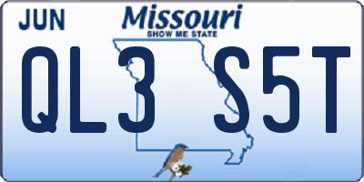 MO license plate QL3S5T