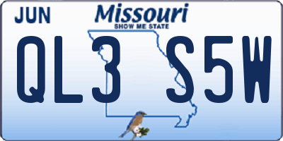 MO license plate QL3S5W