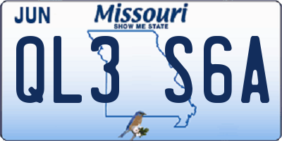 MO license plate QL3S6A