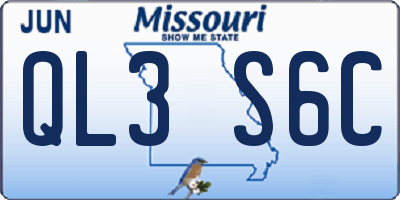 MO license plate QL3S6C