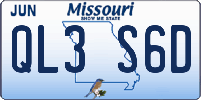 MO license plate QL3S6D
