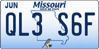 MO license plate QL3S6F