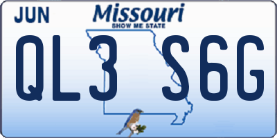 MO license plate QL3S6G