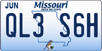 MO license plate QL3S6H