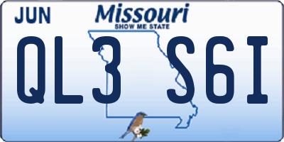 MO license plate QL3S6I