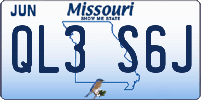 MO license plate QL3S6J