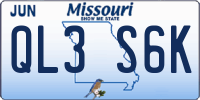 MO license plate QL3S6K