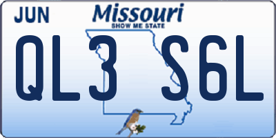 MO license plate QL3S6L
