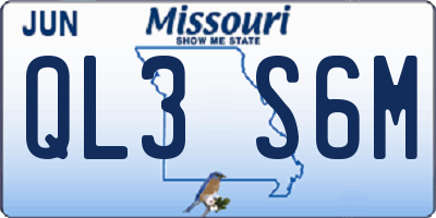 MO license plate QL3S6M