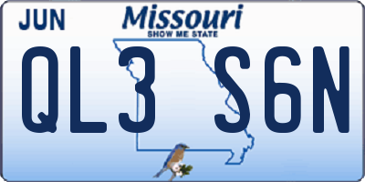 MO license plate QL3S6N