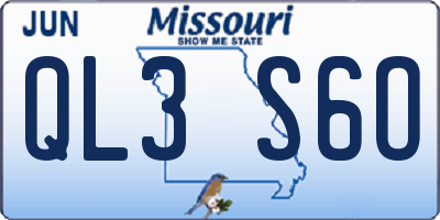 MO license plate QL3S6O