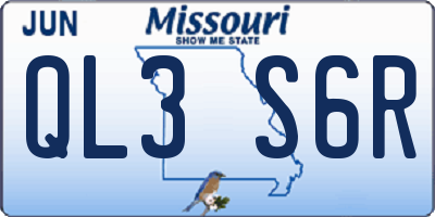 MO license plate QL3S6R