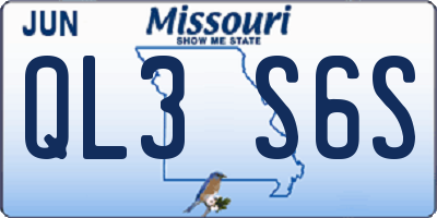 MO license plate QL3S6S