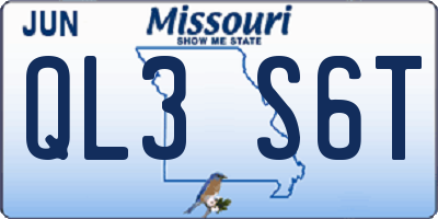 MO license plate QL3S6T