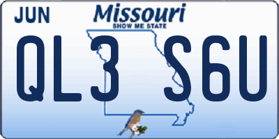 MO license plate QL3S6U
