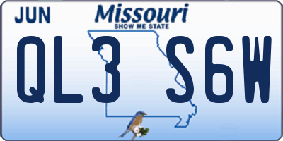 MO license plate QL3S6W
