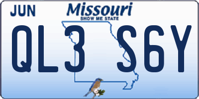 MO license plate QL3S6Y