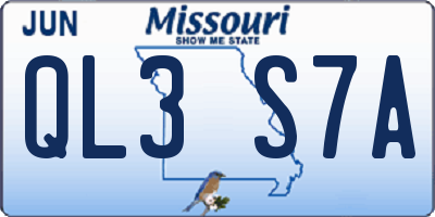 MO license plate QL3S7A