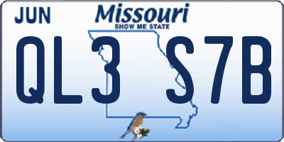 MO license plate QL3S7B