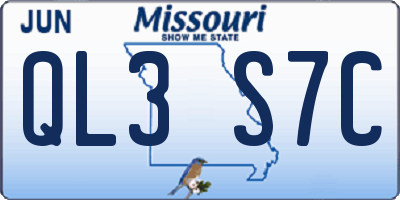 MO license plate QL3S7C