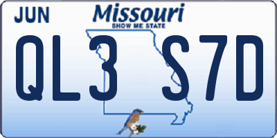 MO license plate QL3S7D