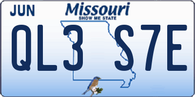 MO license plate QL3S7E