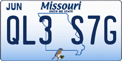 MO license plate QL3S7G