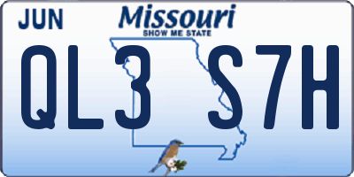 MO license plate QL3S7H