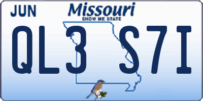 MO license plate QL3S7I