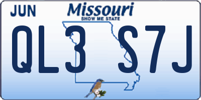 MO license plate QL3S7J