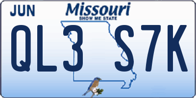 MO license plate QL3S7K