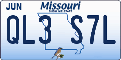 MO license plate QL3S7L