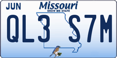 MO license plate QL3S7M