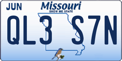MO license plate QL3S7N