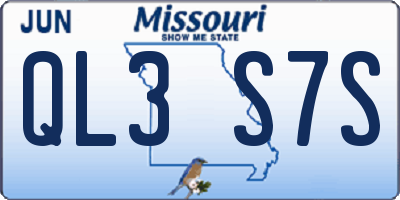 MO license plate QL3S7S