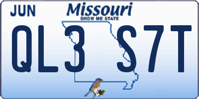 MO license plate QL3S7T