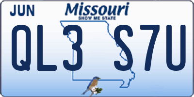 MO license plate QL3S7U