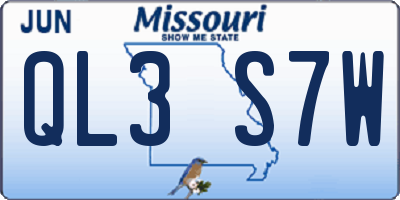 MO license plate QL3S7W